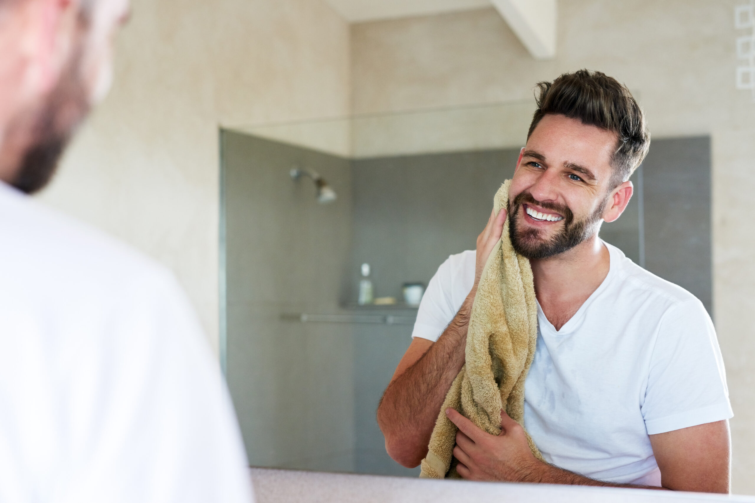 Man looking in the mirror